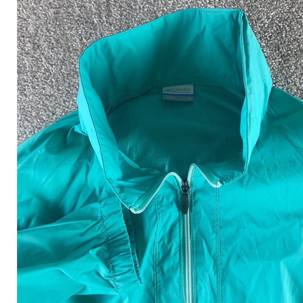 Columbia Mens XL Teal Blue Lightweight Full Zip Mesh Lined Windbreaker Jacket